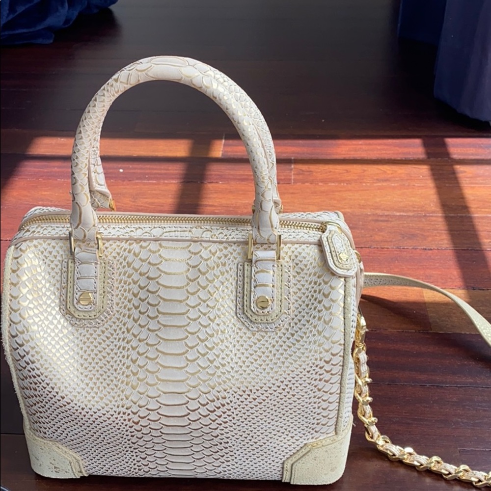 Alice + Olivia Snakeskin Embossed Leather Satchel